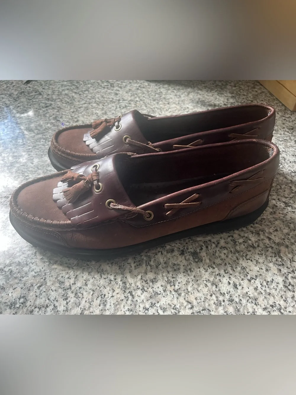 Freeway Brown and Burgundy Tassel Boat Shoes
